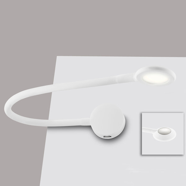 LED Bettleuchten UFO, 2er Set Leseleuchten mit Netzteil, Touch-Dimmschalter, USB, Weiß