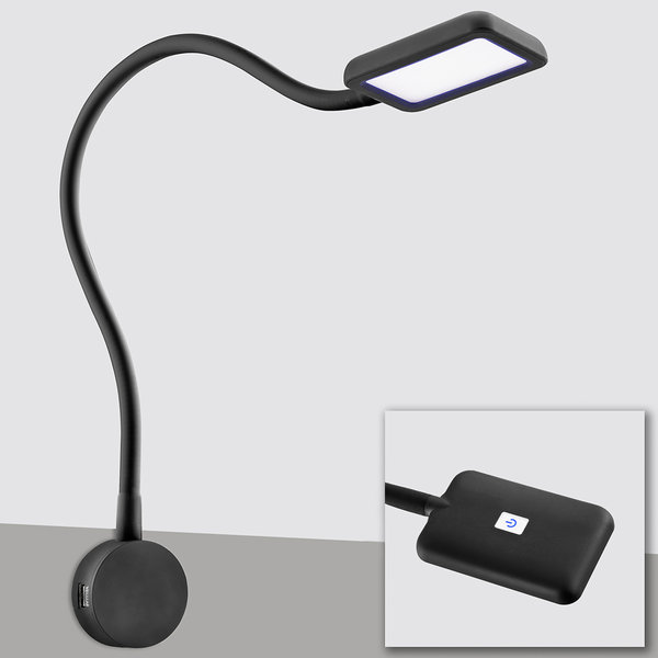 LED Bettleuchten, Dimmbar, USB-Charger, 2 Leseleuchten inklusive Netzteil