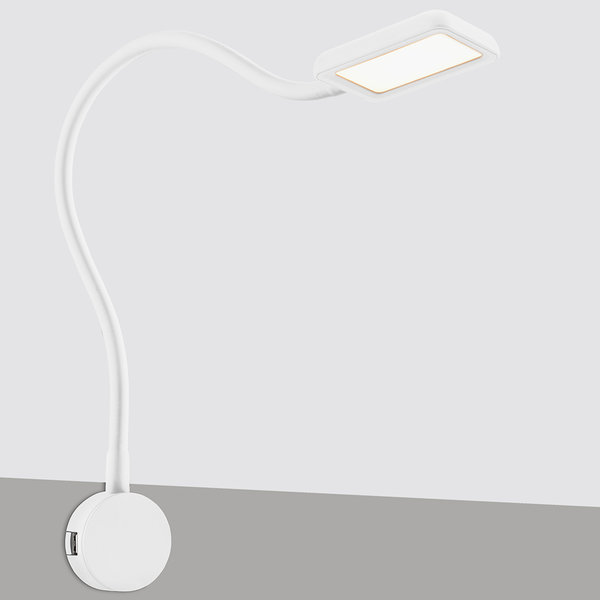 LED Bettleuchten FLAT, Weiß, Touch-Dimmschalter, USB, 2 Leseleuchten mit Netzteil