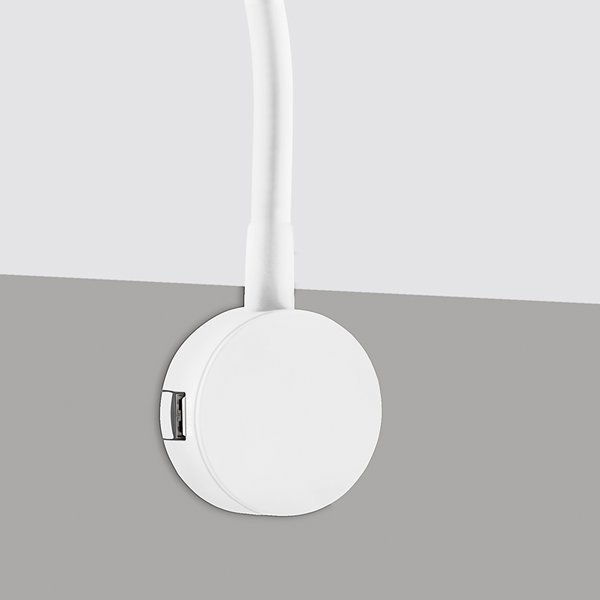 LED Bettleuchte RETRO, 1er Set Leseleuchte mit Netzteil, USB, Silbergrau